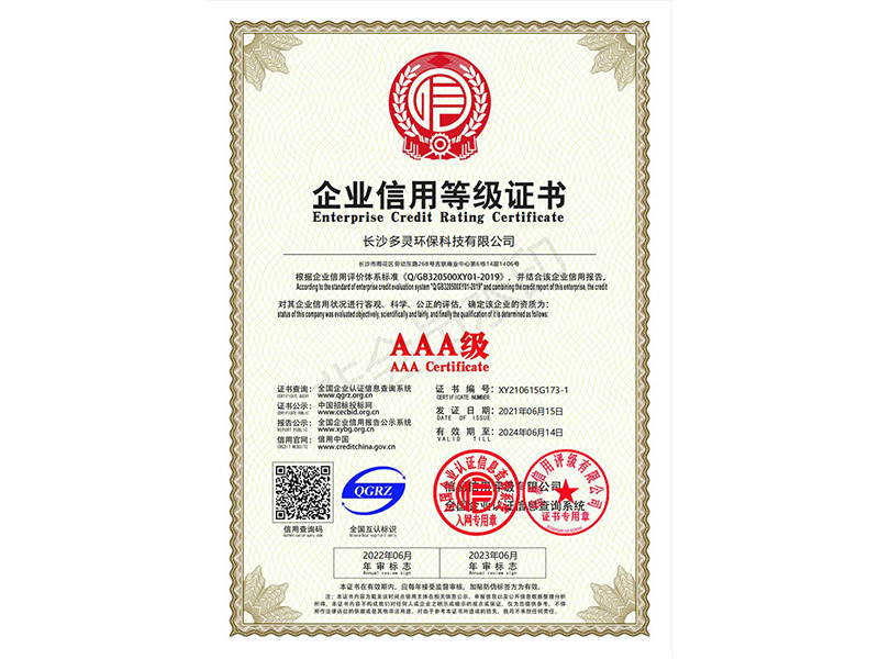 企業信用等級證書